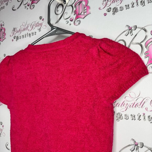 Bebe fur top baby fur chenille soft bright pink rhinestone Swarovski crystals - Picture 6 of 8
